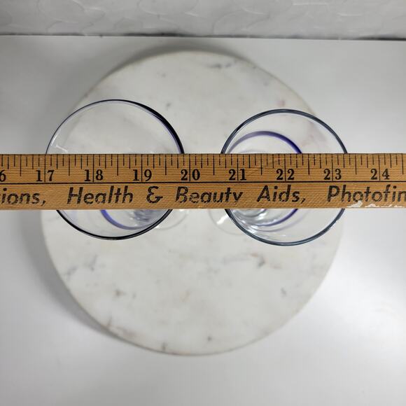 Pier 1 Swirline Pilsner Glass Pair 10" Cobalt Blue Handblown Set‎ of 2 - Picture 10 of 10